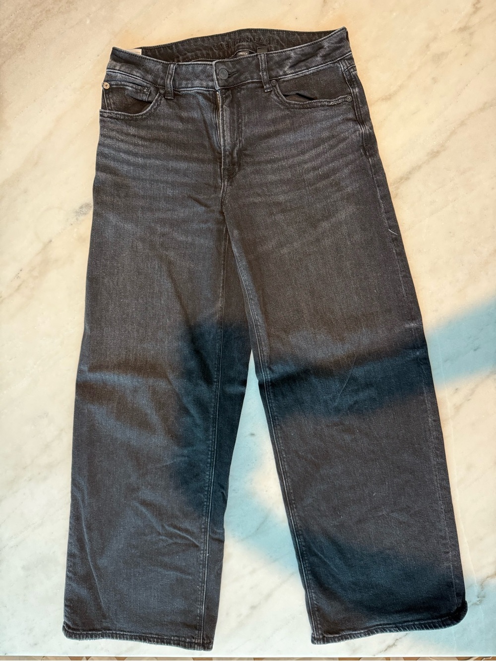 American Eagle Outfitters Black Relaxed Wide-Leg Low Rise Jeans
